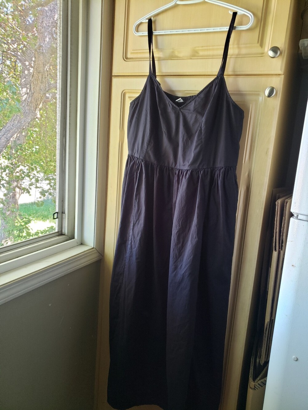 Old Navy 100% Cotton Black Spaghetti-Strap Maxi Dress With Pockets